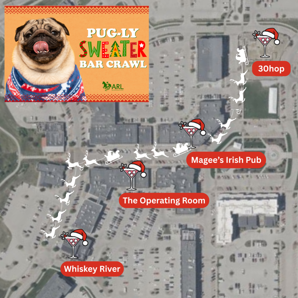 Pug-ly Sweater Bar Crawl map updated